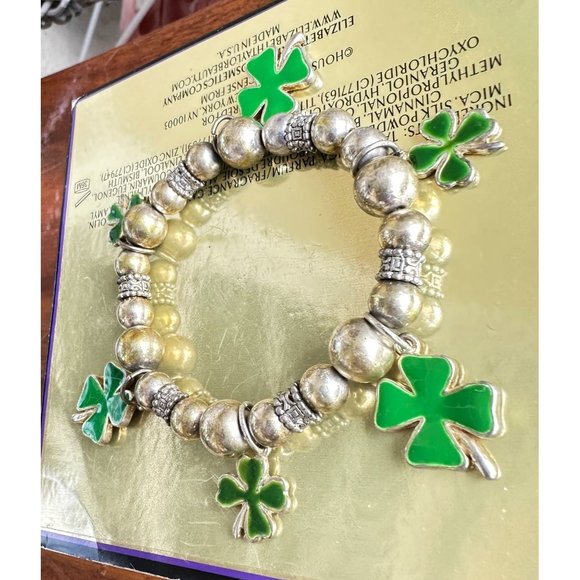 Vintage Four Leaf Clovers Stretch Bracelet St Patrick's Day Parade Party… - Picture 6 of 11